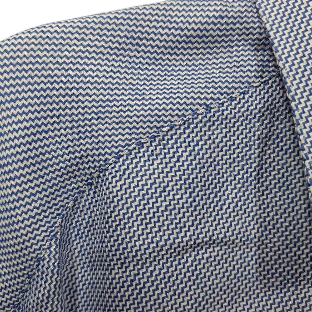 Doriani Milano Men's 17.5 Dress Shirt Blue Button-Up Micro Chevron‎ Made Italy